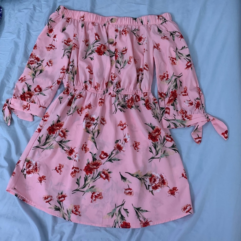 Pink dress with floral print